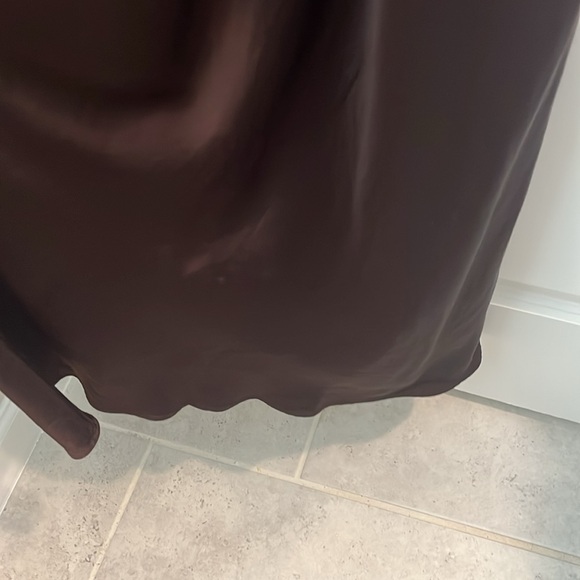 Zara Gathered Slip Midi Dress in Brown Size Large - Picture 10 of 12